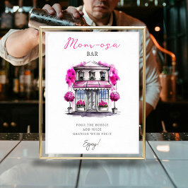 Mom-osa Bonjour Bebe Paris フランスの Pink Baby Shower ポスター