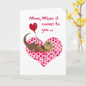 Mom Otter Valentine's Day inハート・プール カード (黄色い花)
