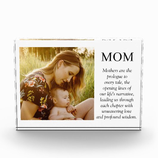 MOM Overlay Custom Quote Elegant Mothers Day Gift フォトブロック (正面)