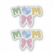 Mom Patchwork Mother's Day Die Cut Vinyl Stickers シール (正面)