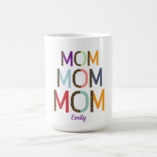 MOM Personalized Name Elegant White  コーヒーマグカップ (中央)
