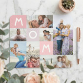 Mom Photo モダン Grid Collage Family Keepsake Pink マウスパッド