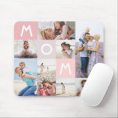 Mom Photo モダン Grid Collage Family Keepsake Pink マウスパッド (マウス)