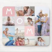 Mom Photo モダン Grid Collage Family Keepsake Pink マウスパッド (正面)