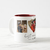 Mom Photo CollageハートPhoto Mother's Day Gift ツートーンマグカップ (正面左)