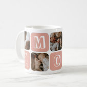 Mom Photo Collage Peach and White Heart Family コーヒーマグカップ (正面左)