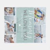 Mom Photo Collage 'We Love You' フリースブランケット (正面(横))