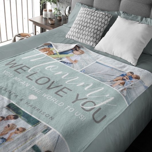 Mom Photo Collage 'We Love You' フリースブランケット