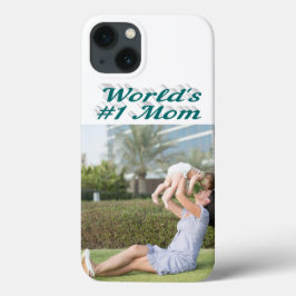 Mom Photo green text iPhone Case iPhone 13ケース