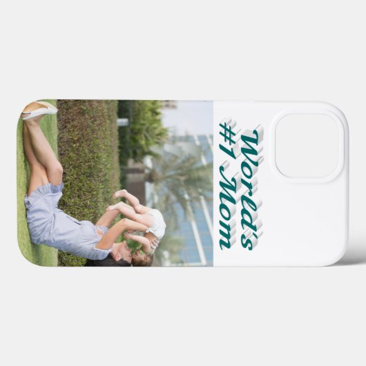 Mom Photo green text iPhone Case Case-Mate iPhoneケース (裏面 (横))