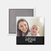 Mom Photo Minimal Typography Established Year マグネット (正面/裏面)
