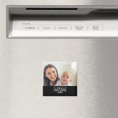 Mom Photo Minimal Typography Established Year マグネット (インサイチュ (食洗機))