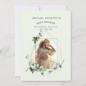 Mom Photo Mint Ivy Framed Baby Shower 招待状 (正面)