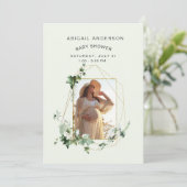 Mom Photo Mint Ivy Framed Baby Shower 招待状 (スタンド正面)