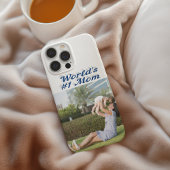 Mom Photo sea blue text iPhone Case Case-Mate iPhoneケース