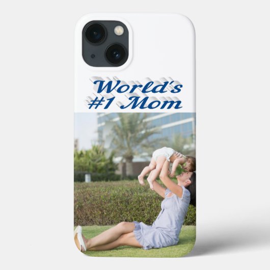 Mom Photo sea blue text iPhone Case Case-Mate iPhoneケース (裏面)