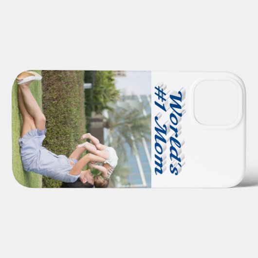 Mom Photo sea blue text iPhone Case Case-Mate iPhoneケース (裏面 (横))