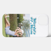 Mom Photo sky blue text iPhone Case Case-Mate iPhoneケース (裏面 (横))