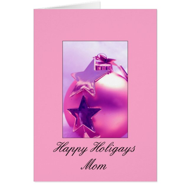 Mom - Pink Happy Holigays Card (Lesbian X-mas) (正面)