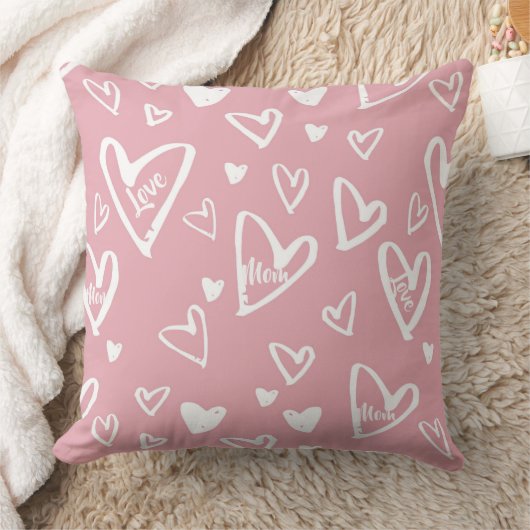 Mom Pink Hearts クッション (ブランケット)