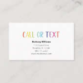 Mom Playdateシンプルカラフル Dots Calling Card 名刺 (裏面)