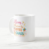 Mom Powered by Coffee & Chaos Mug コーヒーマグカップ (正面左)