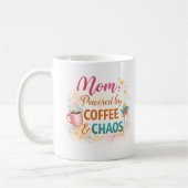 Mom Powered by Coffee & Chaos Mug コーヒーマグカップ (左)