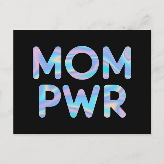 Mom Pwr（パワー）ホログラフィおもしろいックタイポグラフィ ポストカード (正面)