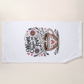 Mom Runs On Love ビーチタオル (正面)