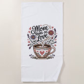 Mom Runs On Love ビーチタオル (正面)