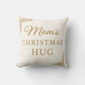 Mom’s Christmas Hug Pillow – Cozy Beige & Gold  クッション (正面)
