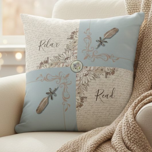 Mom’s Reading Nook Antique Blue Decorative クッション