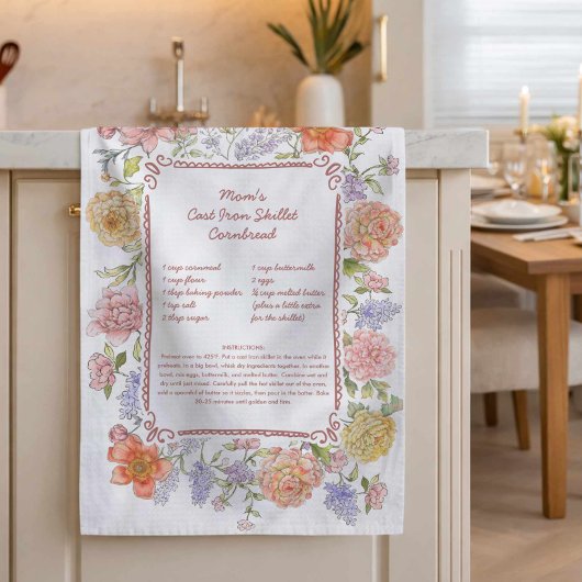 Mom’s Recipe Kitchen Floral Towel Keepsake キッチンタオル