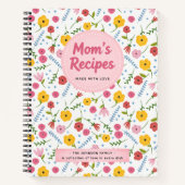 Mom’s Recipes Floral Personalized Recipe Notebook ノートブック (正面)