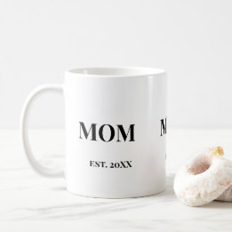 MOM Script est. 20XX 黒太字 テキスト 白 コーヒーマグカップ
