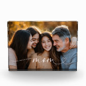 Mom Script Heart Photo Acrylic Block Gift フォトブロック (正面)
