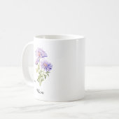 Mom September Birth Flower Aster コーヒーマグカップ (正面左)