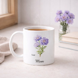 Mom September Birth Flower Aster コーヒーマグカップ
