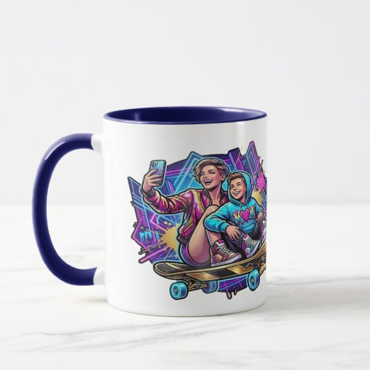 Mom & Son: Neon Drive Personalized Mug マグカップ (左)