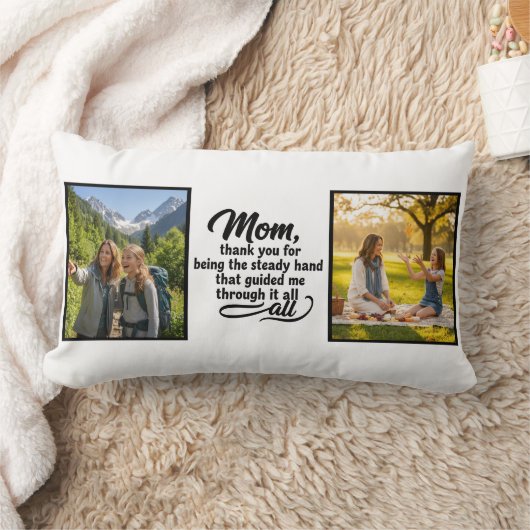 Mom Steady Hand Guided Me Brush Script 2 Photo ランバークッション (ブランケット)