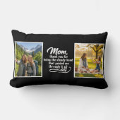 Mom Steady Hand Guided Me Script 2 Photo Black ランバークッション (正面)