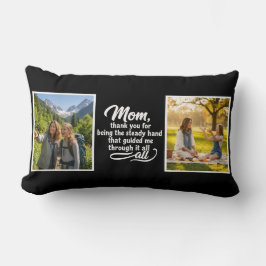 Mom Steady Hand Guided Me Script 2 Photo Black ランバークッション