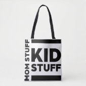 "Mom Stuff | Kid Stuff" おもしろミニマリストトートバッグ トートバッグ (正面)