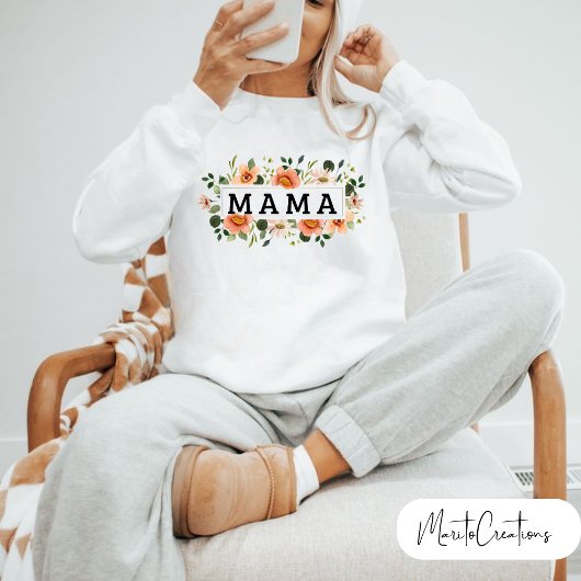 mom sweater t-shirt with flowers, minimalist desig スウェットシャツ