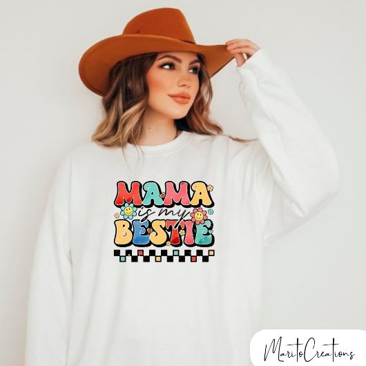 Mom sweater with floral design and retro lettering スウェットシャツ