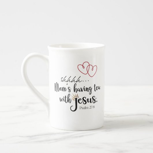 MOM TEA WITH JESUS Christian Quiet Time ボーンチャイナマグカップ (左)