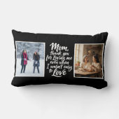 Mom Thanks For Loving Me Brush Script 2Photo Black ランバークッション (裏面)