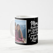 Mom Thanks For Loving Me Brush Script Photo Black コーヒーマグカップ (正面左)