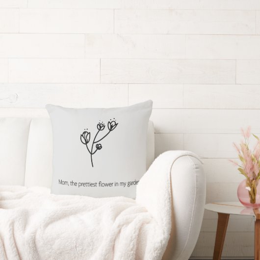 Mom the Prettiest Flower (Black Typography) クッション (ソファ)