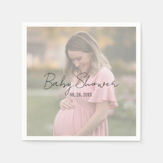 Mom-To-Beグラデーションシート写真ベビーシャワー スタンダードカクテルナプキン (正面)